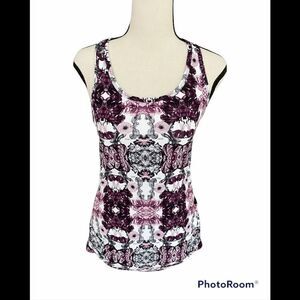 KARMA Racerback style floral tank w/ ruched sides